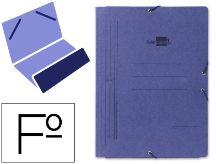 Carpeta de gomas Liderpapel Folio con bolsa cartón azul